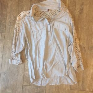 Button down blouse with lace